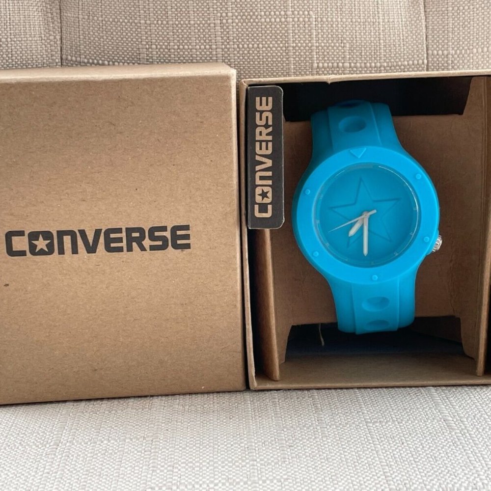 Converse Wristwatch Blue Rubber Band sport Analog Quarts unisex Watch $75 - Picture 2 of 12